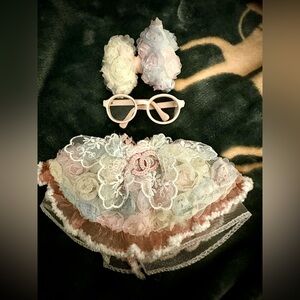 Labubu Pastel Floral Lace Dress and Accessories Set NWOT
